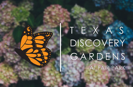 monarch butterfly with texas discovery gardens at fair park logo.